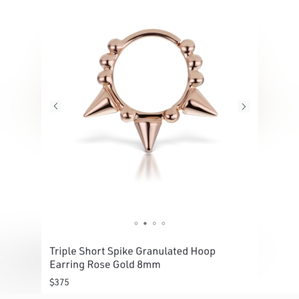 *New* Maria Tash Rose Gold 8mm Granulated Triple Spike Hoop